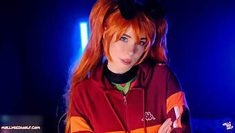 Dağınık Oral Ve Am Dolu. Evangelion Asuka Langley - Molly Red Wolf Ile