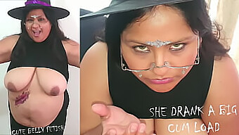 Natural Tits And Cum Swallowing In Halloween Video