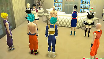 Dragon Ball Z Porn Parody: Maid Goku, Gohan, Vegeta And Clirin Rescue Their Cheating Wives