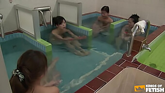 Asian Group Sex With Petite Brunettes And Brown Guys In The Shower